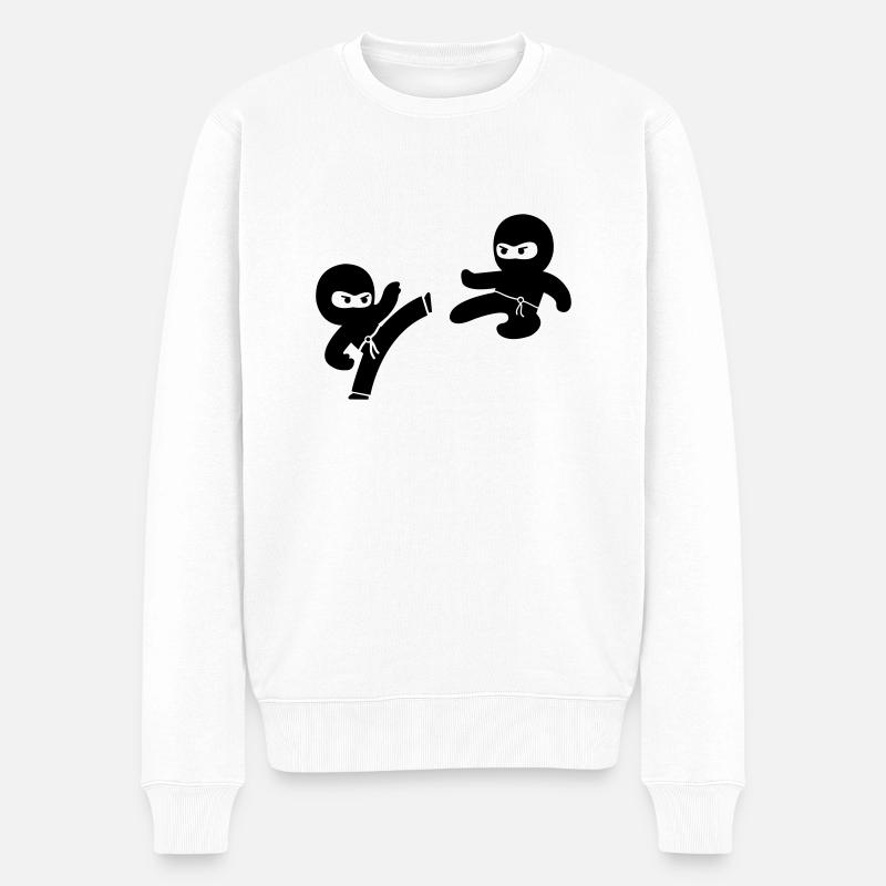 Ninjas - Männer Premium Bio Pullover - Weiß
