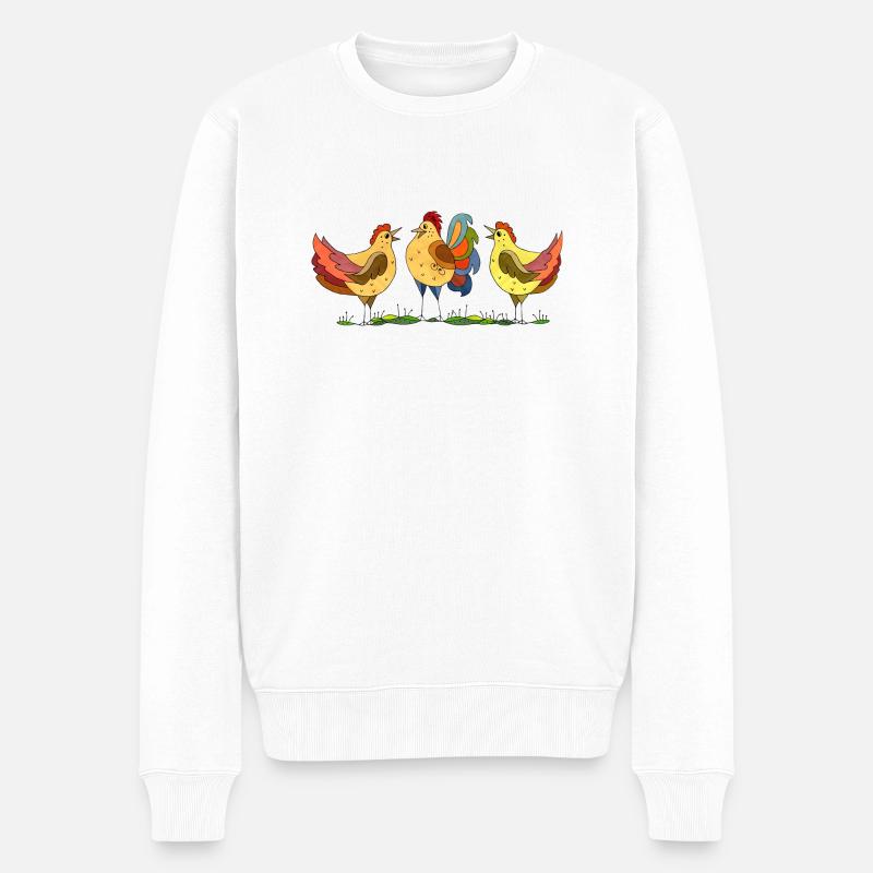 Poules et coq - Pull Premium bio Homme - blanc