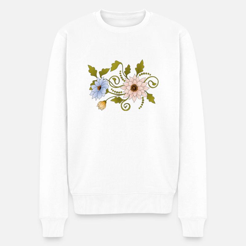 Blumen - Männer Premium Bio Pullover - Weiß