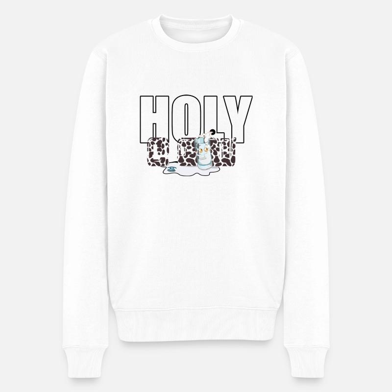 Milch - Kuh - Männer Premium Bio Pullover - Weiß