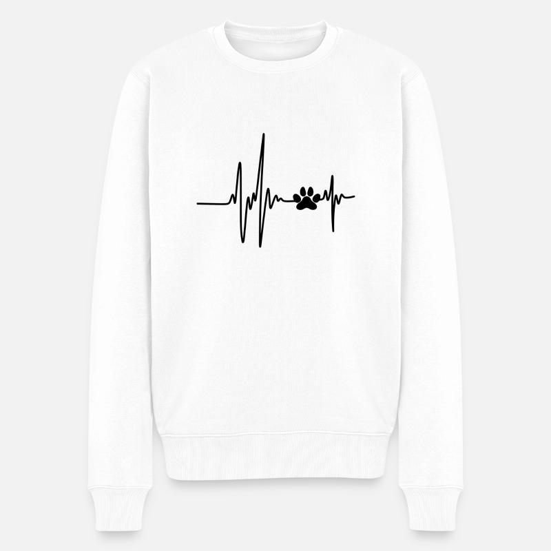 Hundeliebe/Katzenliebe Herzschlag - Männer Premium Bio Pullover - Weiß