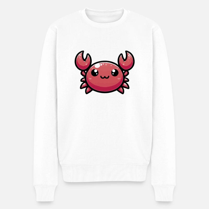 Shelly, die niedliche Chibi-Kawaii-Krabbe - Männer Premium Bio Pullover - Weiß