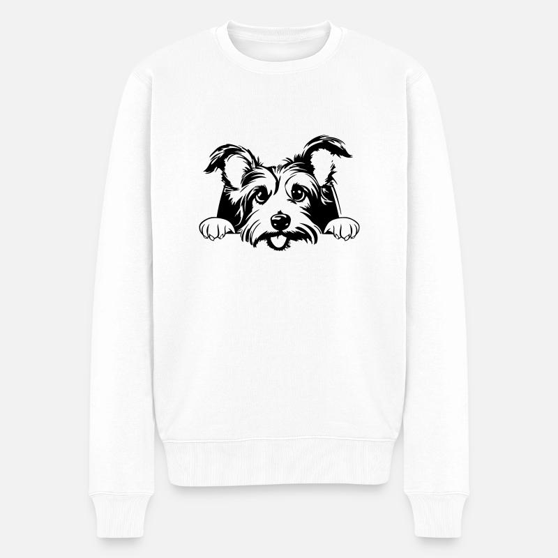 Kleiner Terrier - Männer Premium Bio Pullover - Weiß