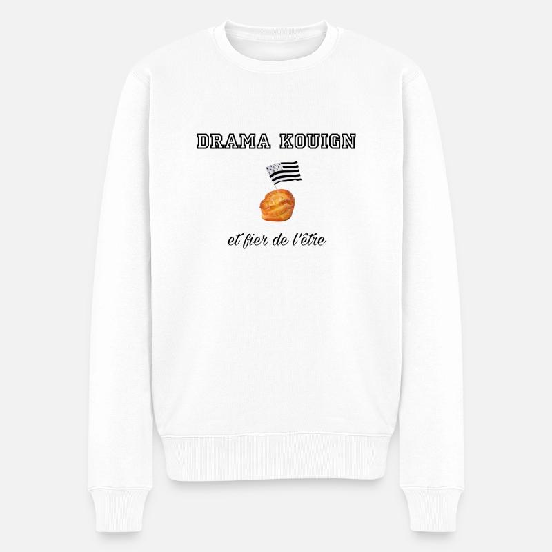 Fier d être un drama kouign Blk - Pull Premium bio Homme - blanc