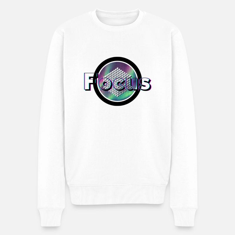 Focus - Vision géométrique - Pull Premium bio Homme - blanc