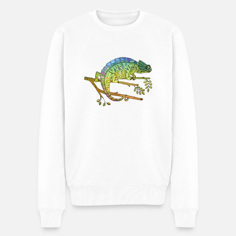 Chamäleon - Männer Premium Bio Pullover - Weiß