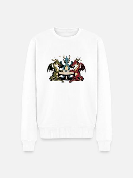 Dragons playing cards - Men's Premium Organic Jumper - white