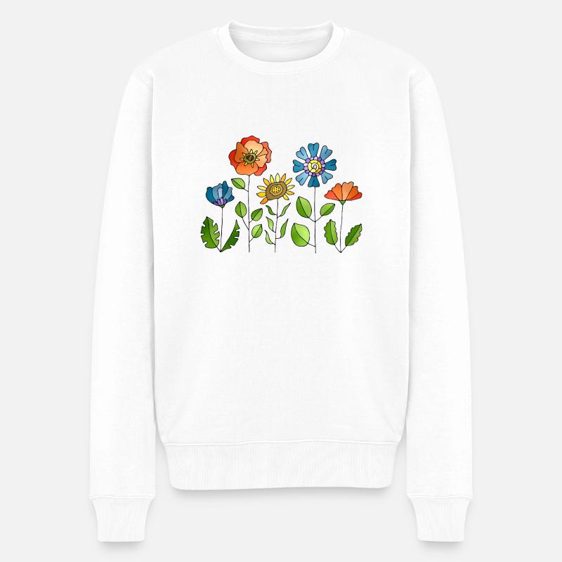 Blumen - Männer Premium Bio Pullover - Weiß