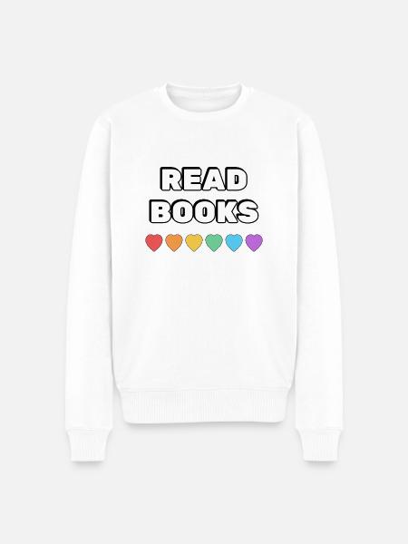 Read Books Rainbow Hearts - Men's Premium Organic Jumper - white