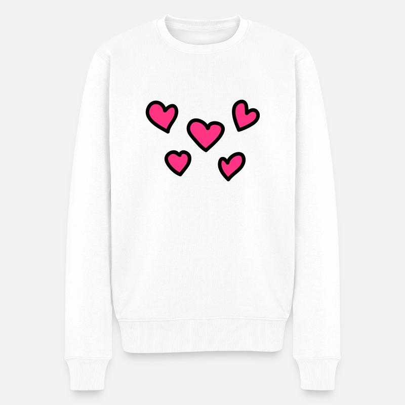 Herzen - Männer Premium Bio Pullover - Weiß