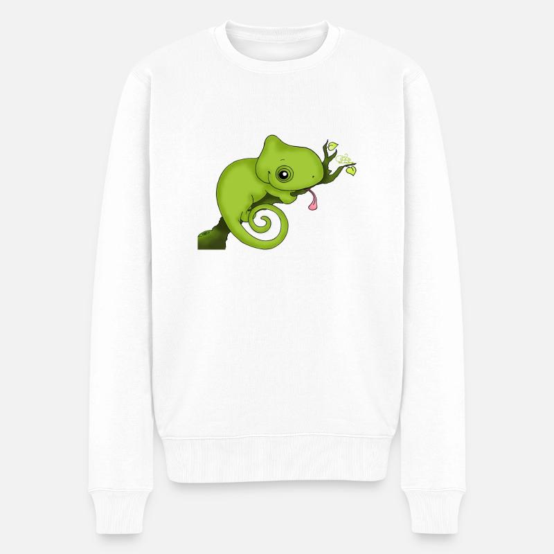 Charming Chamäleon - Männer Premium Bio Pullover - Weiß