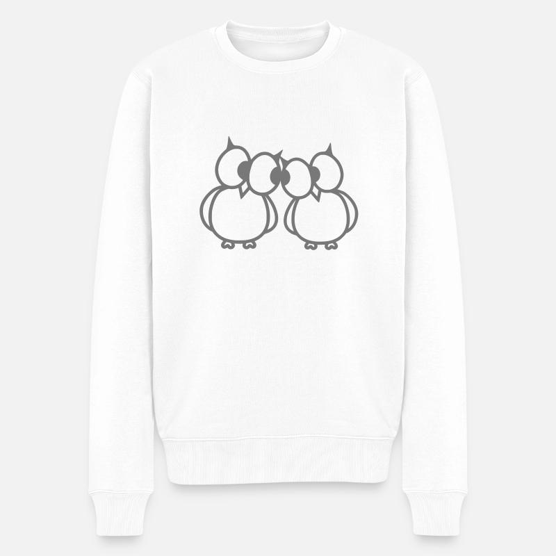 verliebte eulen - Männer Premium Bio Pullover - Weiß