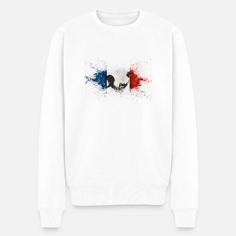 French Flag - Pull Premium bio Homme - blanc