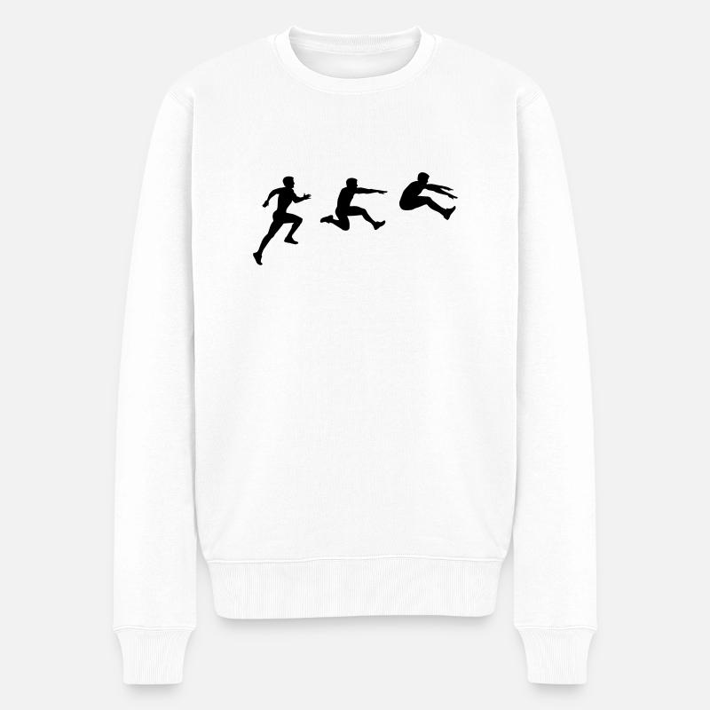 Weitsprung - Männer Premium Bio Pullover - Weiß