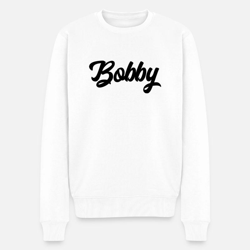 Bobby Custom Text Nom d’anniversaire - Pull Premium bio Homme - blanc