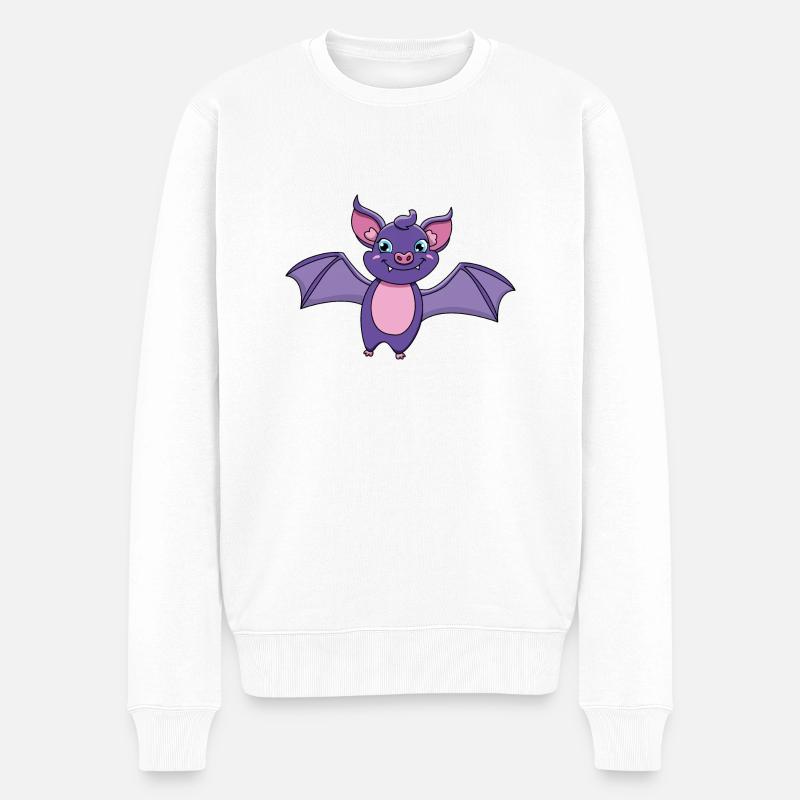 Fledermaus - Männer Premium Bio Pullover - Weiß