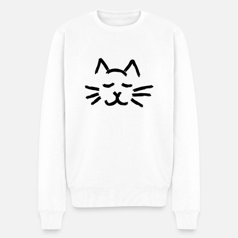 Chat Zen - Pull Premium bio Homme - blanc