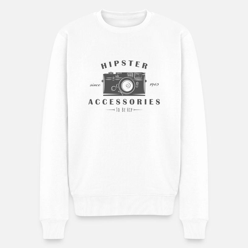 Hipster Accessoires Caméra - Pull Premium bio Homme - blanc