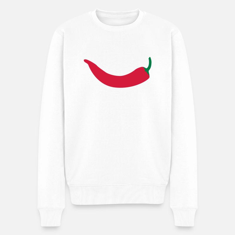 Chili, Chilischote - Männer Premium Bio Pullover - Weiß