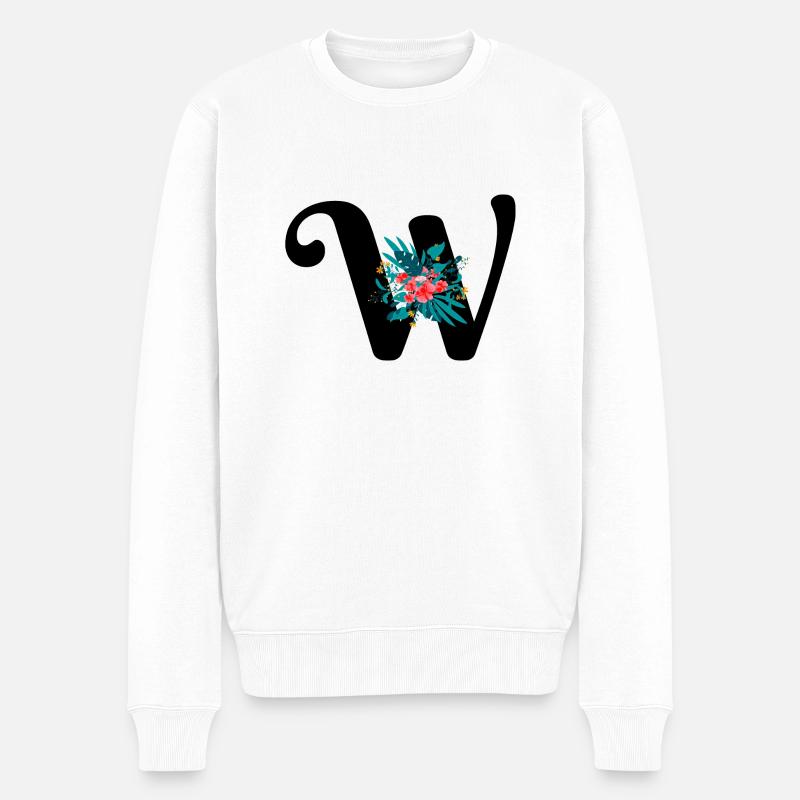 lettre W fleuris - Pull Premium bio Homme - blanc