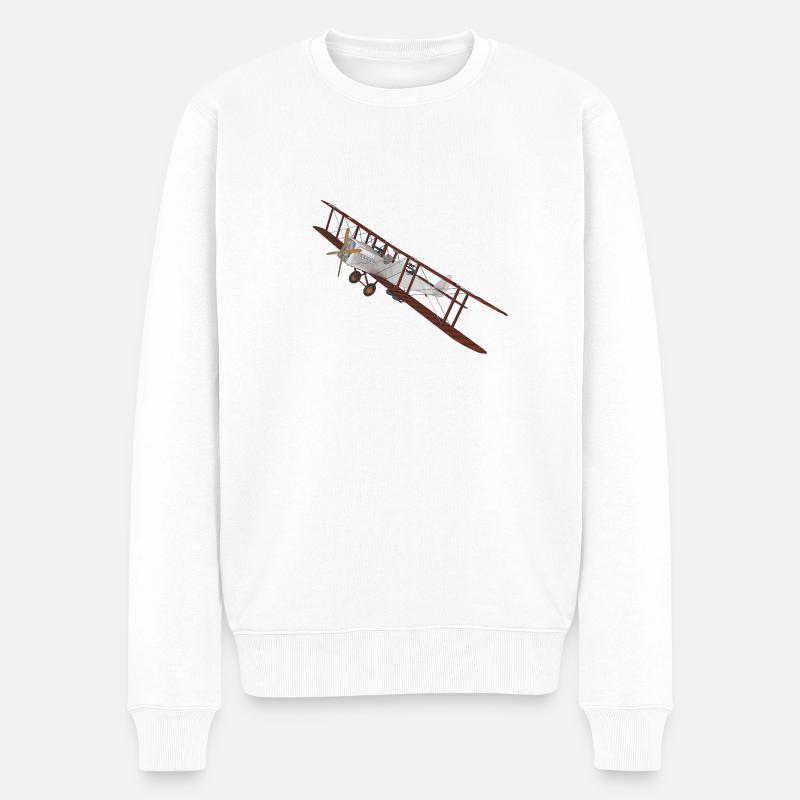 Doppeldecker Flugzeug von 1915 - Männer Premium Bio Pullover - Weiß