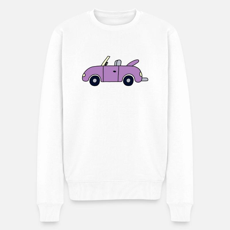 Lilafarbenes Cabrio - Männer Premium Bio Pullover - Weiß