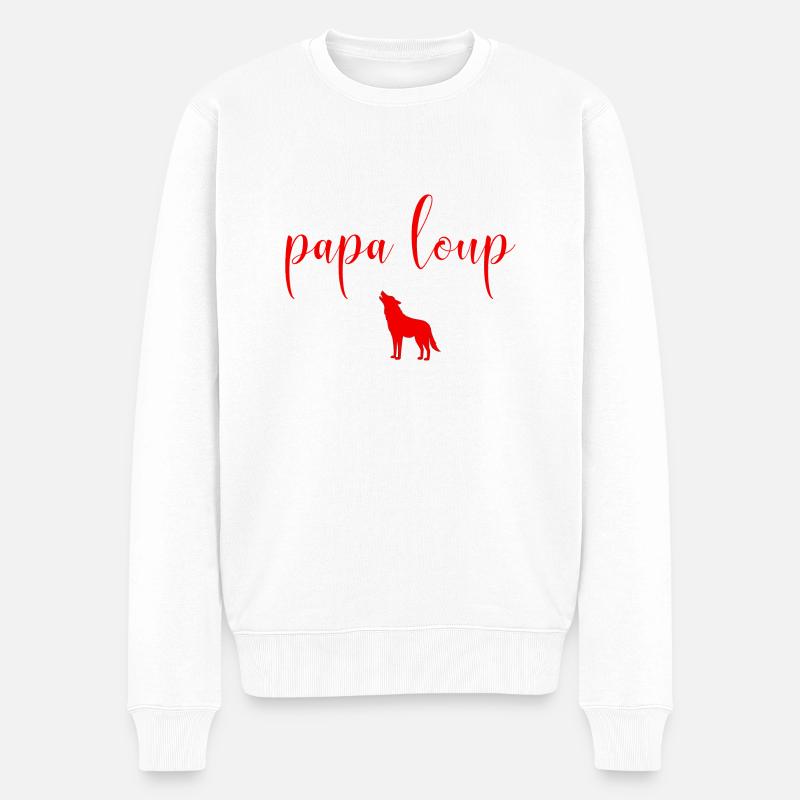 Wolf Daddy - Männer Premium Bio Pullover - Weiß