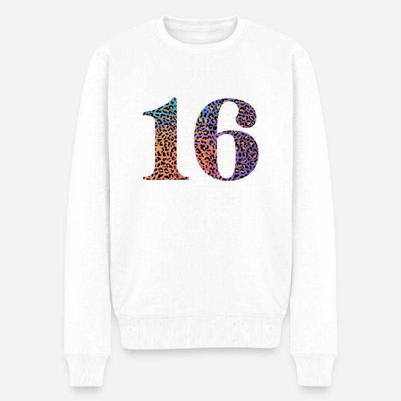 16. Geburtstag Leopard - Männer Premium Bio Pullover - Weiß