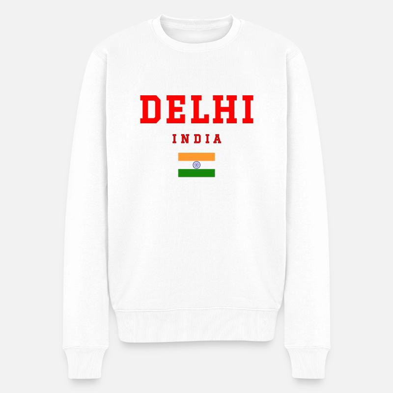 Delhi Indien - Männer Premium Bio Pullover - Weiß