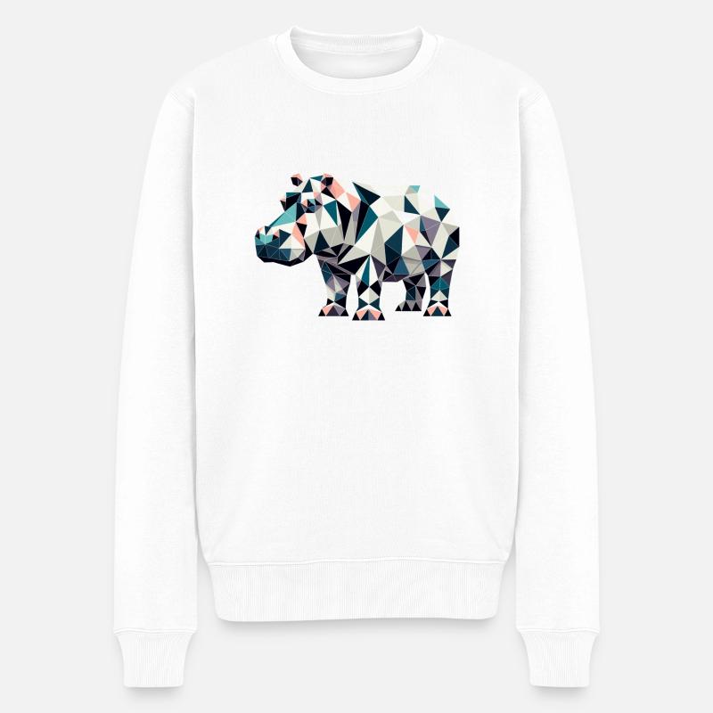 Nilpferd // hippo - Männer Premium Bio Pullover - Weiß