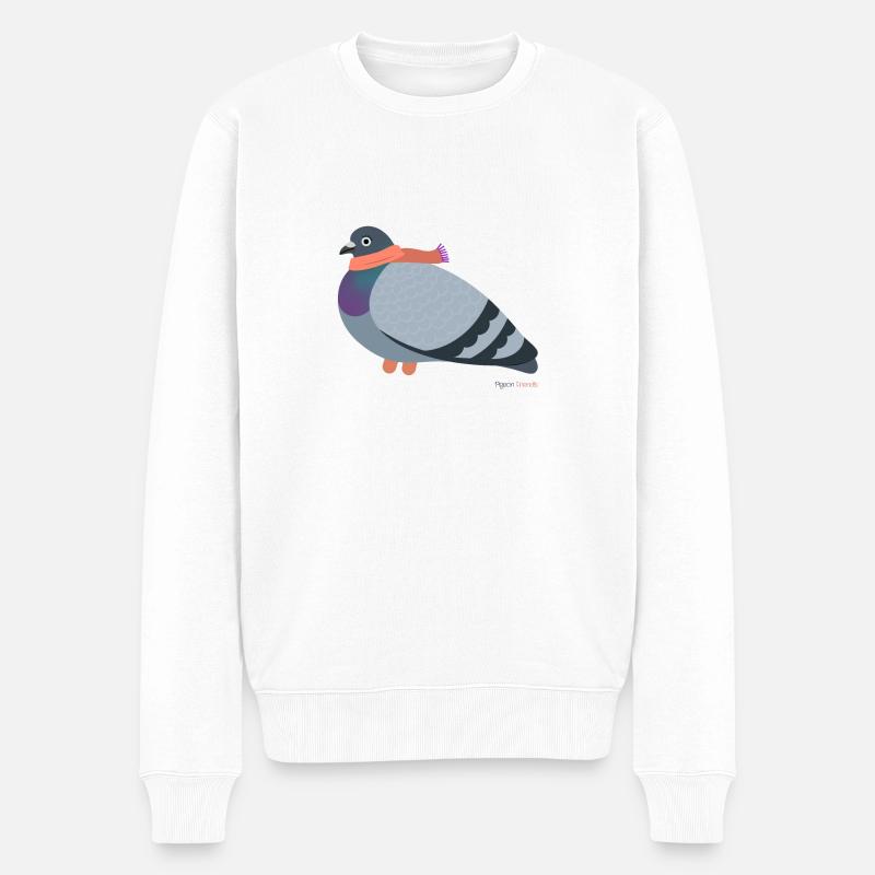 Taube mit pinkem Schal - Männer Premium Bio Pullover - Weiß