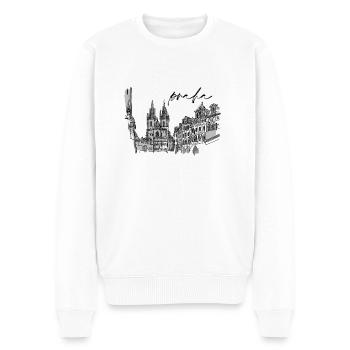 Prag - Männer Premium Bio Pullover - Weiß - Vorne - Thijin (182cm)