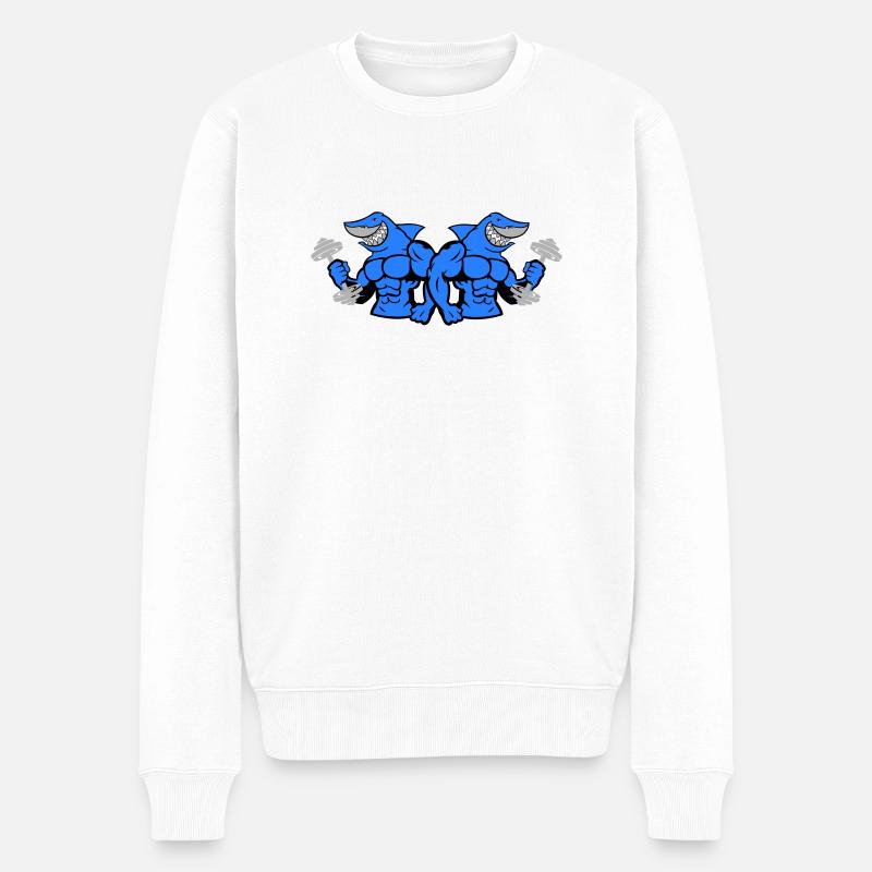 shark hai bodybuilding 2 - Männer Premium Bio Pullover - Weiß