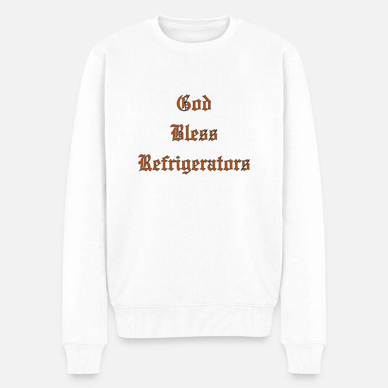 GodBlessRefrigerators - Männer Premium Bio Pullover - Weiß