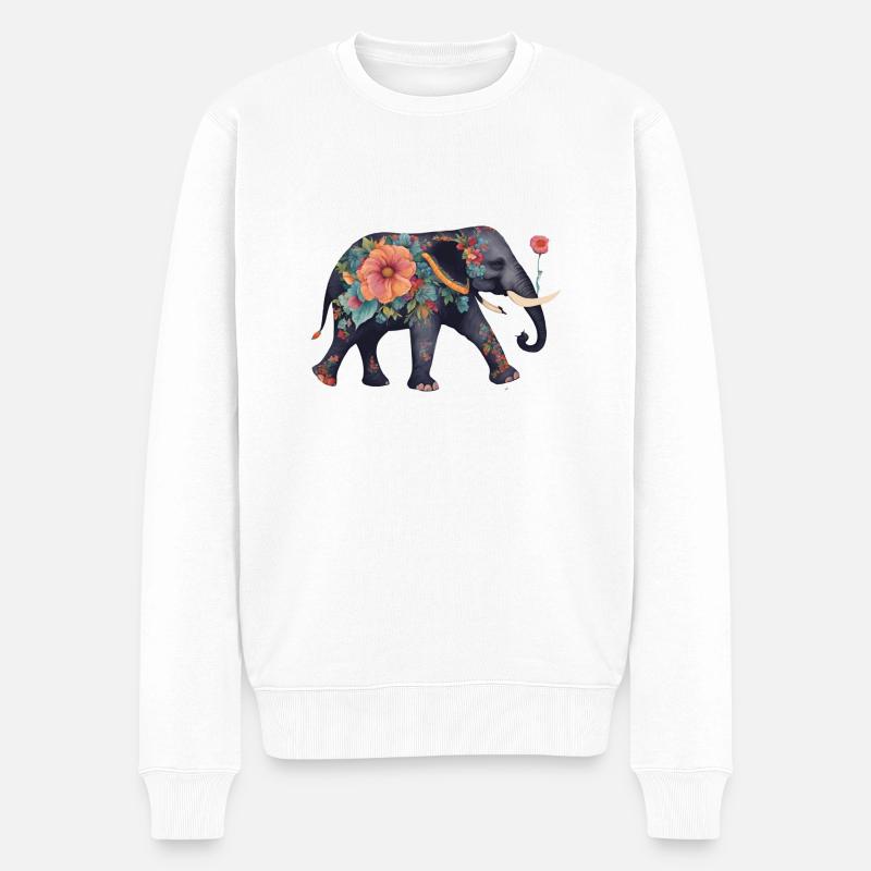 Elephant - Männer Premium Bio Pullover - Weiß