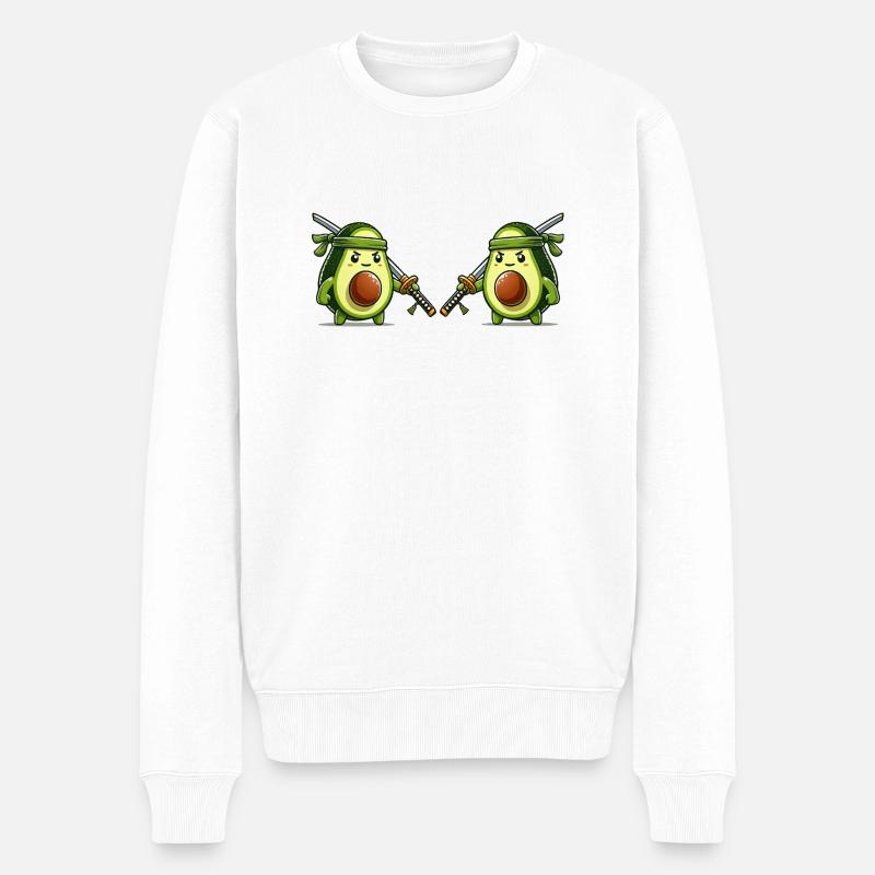 avocado samurai 2 - Männer Premium Bio Pullover - Weiß