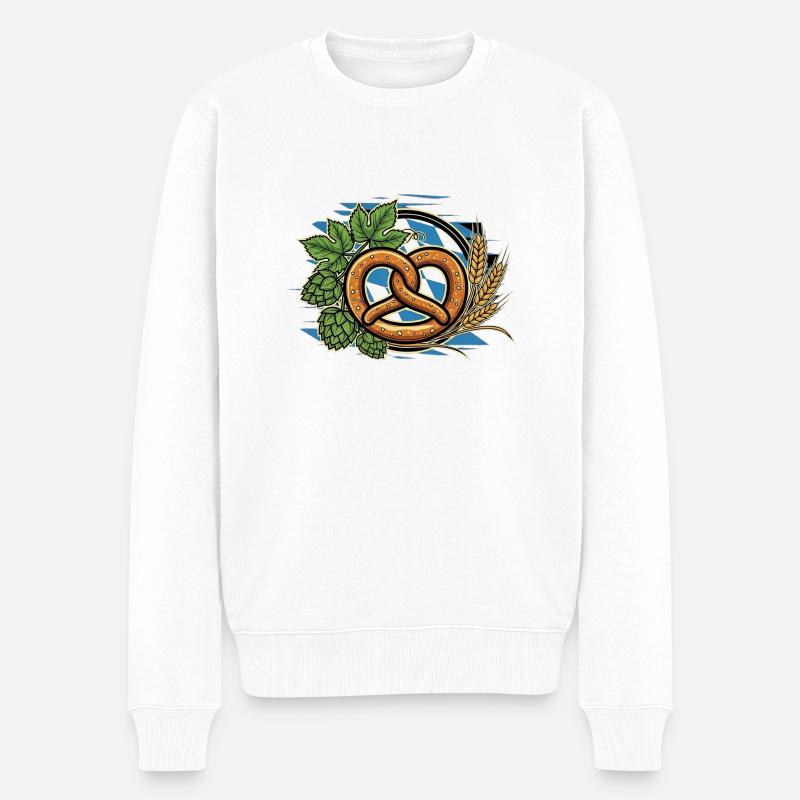 Brezel Zünftig Bayern Bierzelt - Männer Premium Bio Pullover - Weiß