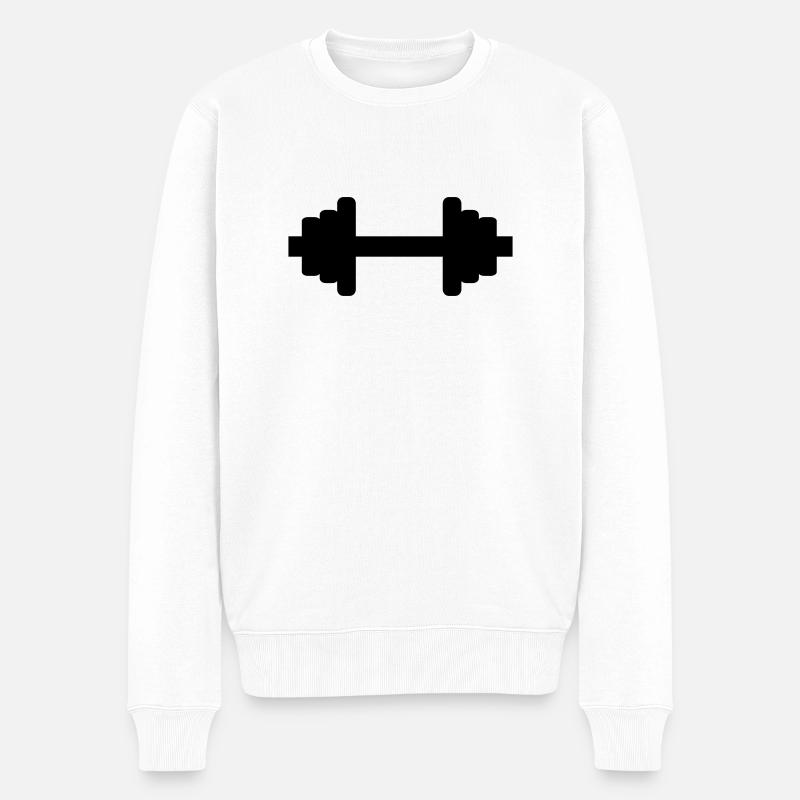 Hantel - Bodybuilding - Männer Premium Bio Pullover - Weiß