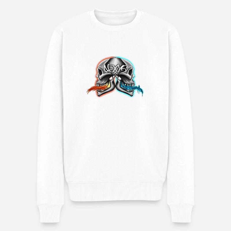 TwinSkulls - Männer Premium Bio Pullover - Weiß