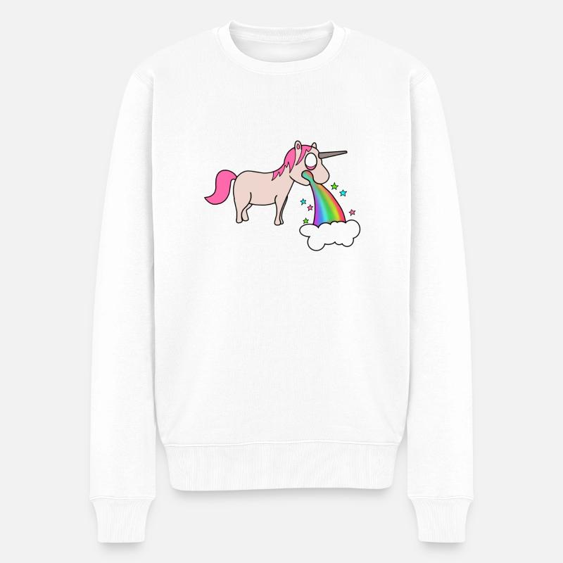 kotzendes Einhorn - Männer Premium Bio Pullover - Weiß