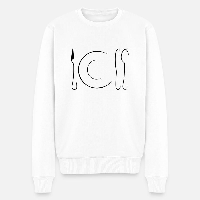 essen - Männer Premium Bio Pullover - Weiß