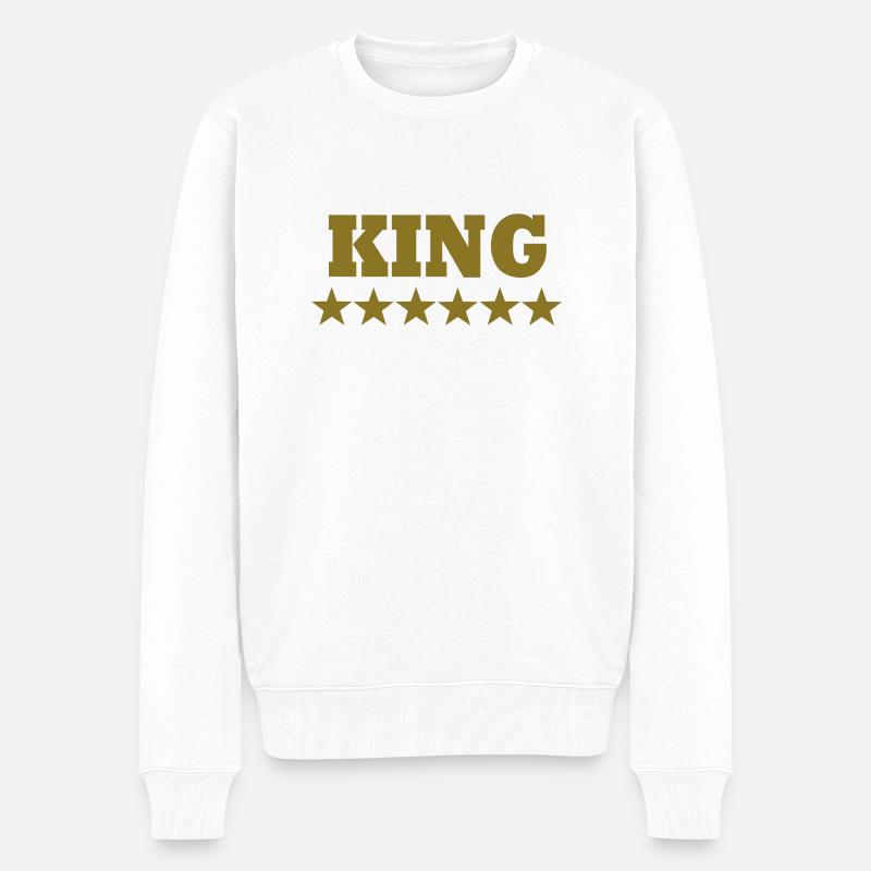 King - Männer Premium Bio Pullover - Weiß