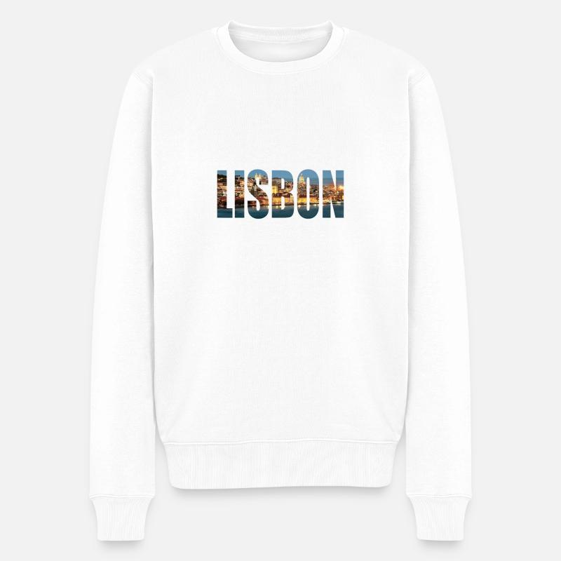 LISSABON, PORTUGAL - Männer Premium Bio Pullover - Weiß