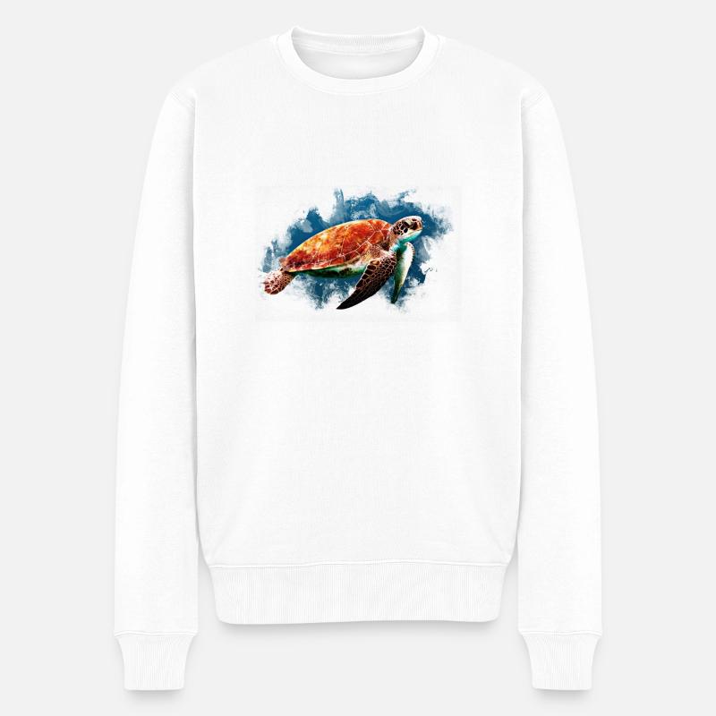 Meeresschildkröte Schildkröte - Männer Premium Bio Pullover - Weiß