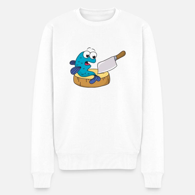 Couteau à poisson - Pull Premium bio Homme - blanc