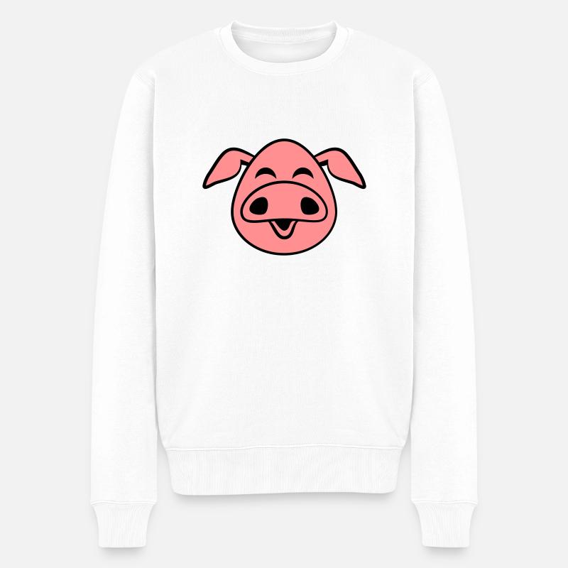 Drôle rire cochon heureux - Pull Premium bio Homme - blanc