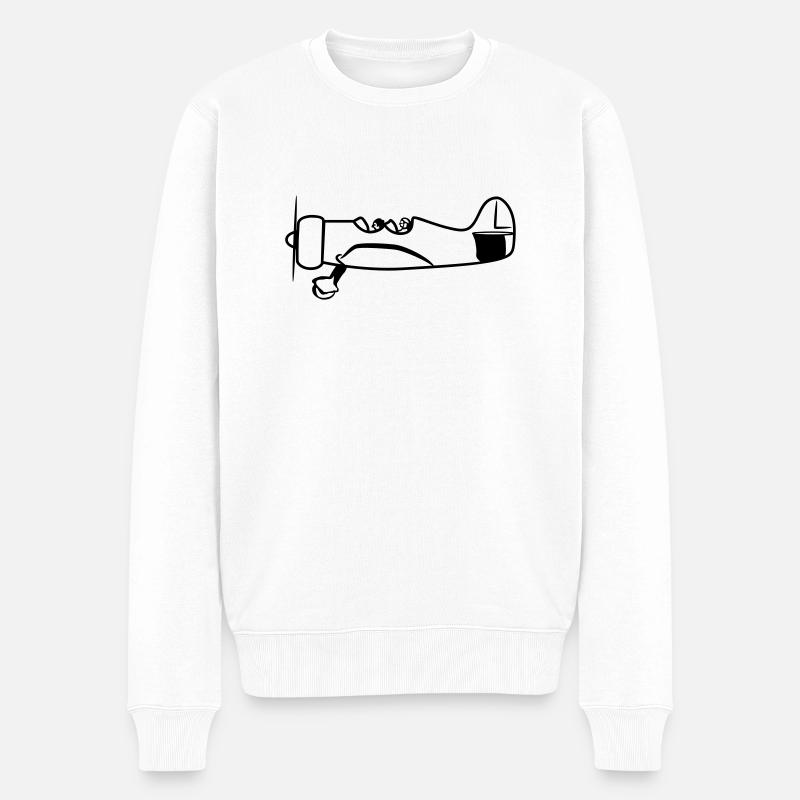 Propeller plane flying oldtimer - Men's Premium Organic Jumper - white
