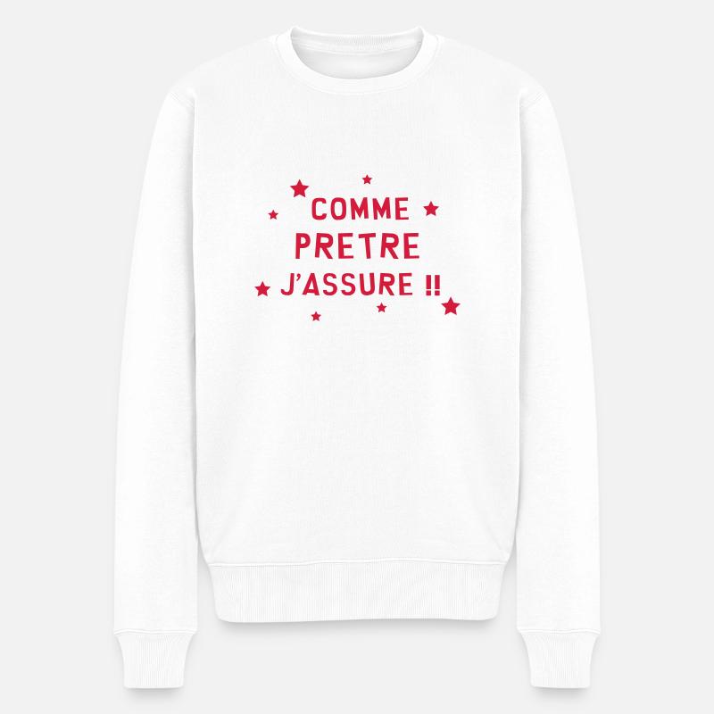 Prêtre / Pretre / Curé / Catho / Catholique - Pull Premium bio Homme - blanc