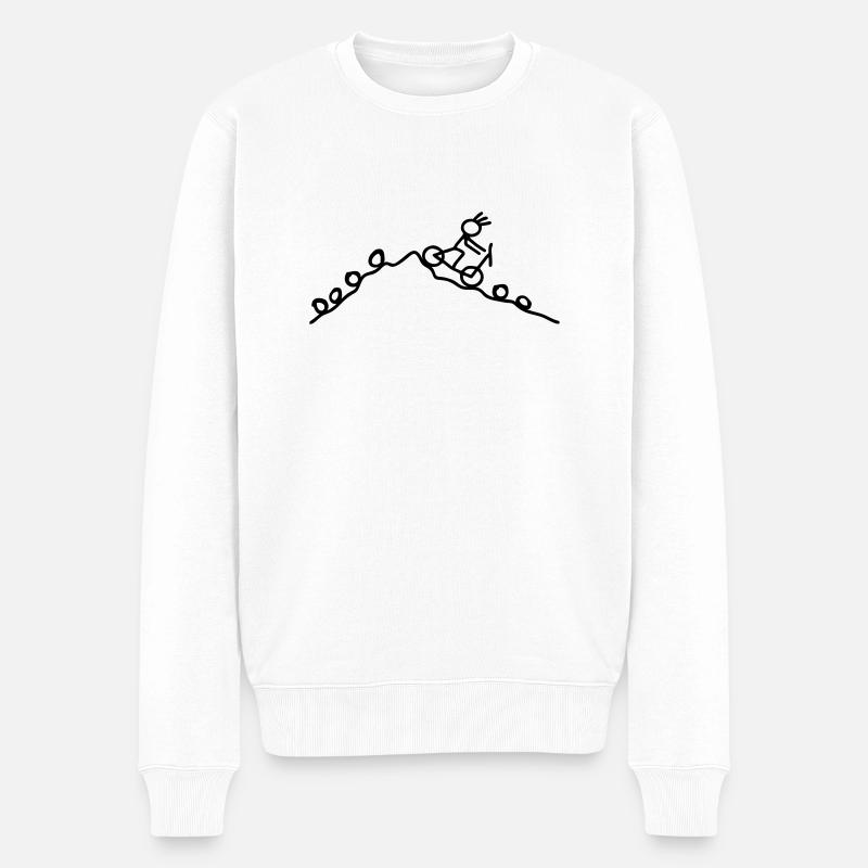 Strichmännchen MTB Rad - Männer Premium Bio Pullover - Weiß