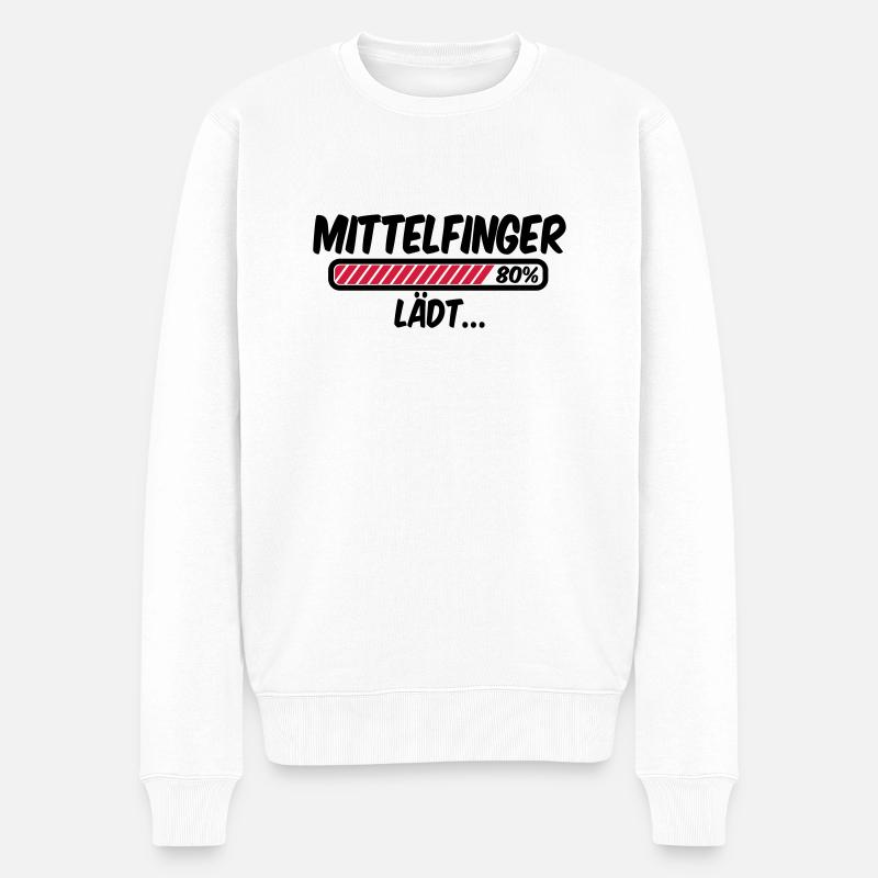Mittelfinger lädt - Männer Premium Bio Pullover - Weiß